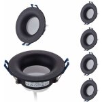 Lot 6 spots led encastrables complet noir rond avec ampoules gu10 module blanc chaud 3000k 5w 430lm eqv. ...