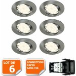 Lot de 6 spot led encastrable complet orientable alu bross� avec ampoule gu10 230v 5w, blanc neutre