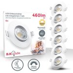 B. k. licht - set 6 spots led encastrables 68mm blanc, 5w 460lm chacun, 3000k blanc chaud, ultra plats ...