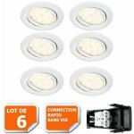 Lot de 6 spot led orientable blanc avec ampoule gu10 230v eq. 50w, blanc chaud Lot de 6 spot led orientable blanc avec ampoule gu10 230v eq. 50w, blanc chaud