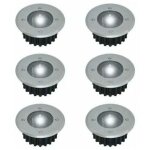 Lot de 6 spots led solaires encastrables au sol - diam�tre : 85 mm - ronds - ext�rieur r�sistant au pi�tement ...