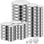Lot de 60 aimants n�odyme super forts 5x3mm, 10x3mm, 15x3mm ? rev�tement maillechort bross� ? pour r�frig�rate ...