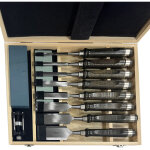 Lot de 8 ciseaux � bois, livr� dans un coffret de rangement en bois, avec des manches confortables en ...