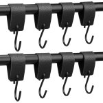 Lot de 8 crochets en s noirs avec boucle en cuir pour tringle � v�tements, crochets � v�tements avec ...