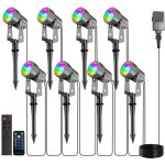 Lot de 8 �clairage ext�rieur � piquer, 8 x 3w spots led ext�rieur, lampes jardin avec piquet, etanche ...