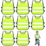 Lot de 8 gilets jaunes pour enfants, gilets fluo, gilets de s�curit� haute visibilit� pour enfants de ...