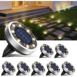Lot de 8 lampe solaire au sol, 8 led jardin exterieur solaire etanche ip65 lumiere solaire, spot solaire ...