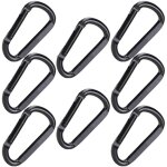 Lot de 8 mousqueton noir, mousqueton musculation, petit mousqueton pour cl�s, type d aplati tout noir, ...