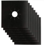 Lot de 8 protects de cuisini�re � gaz noirs r�utilisables, rev�tement antiadh�sif � nettoyage rapide