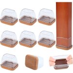 Lot de 8 protections de pieds de chaise en feutre pour parquet, patins rectangulaires en silicone transparent ...