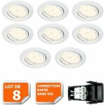 Lot de 8 spot led orientable blanc avec ampoule gu10 230v eq. 50w, blanc chaud