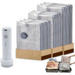 Lot de 9 sac rangement sous vide housse aspiration compression v�tements?trois tailles diff�rentes?protection ...