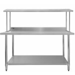 Lot table de travail support plan cuisine 1500mm & �tag�re d'appoint 1500mm 1 niveau pr�paration culinaire ...