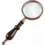 Loupe 10 x en cuivre antique avec poign�e en bois et verre v�ritable, meilleure loupe de lecture pour ...