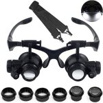 Loupe frontale led 10 x 15 x 20 x 25 x mains libres avec lampe pour travaux de rapprochement, bijoux, ...