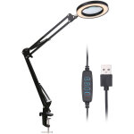 Loupe grossissante, avec pince led, grossissement 8x, lampe de bureau usb � intensit� variable, avec ...