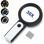 Loupe de lecture, loupe 30x avec 18 led lumire, loupe grossissante  main pour les seniors, enfant, ...