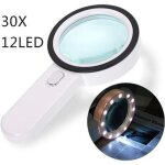 Loupe lecture, loupe grossissante 12 led loupe 30x, grande loupe lumineuse loupe de poche pour bijoutier, ...