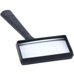 Loupe lecture rectangulaire � main 5x poign�e plastique 100x50mm loupe navigation livres documents journaux ...