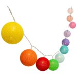 Guirlande lumineuse solaire - lumisky - mimy colors solar - 3. 80 m - boules de coton - 10 ampoules - ...