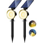 Lumiere solaire exterieur lot de 2, lampe solaire ext�rieur jardin puissant 53 led / 3 modes, �tanche ...