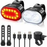 Lumi�re v�lo ensemble, �clairage v�lo avant et arri�re usb rechargeable �tanche, lampe velo led puissantes, ...