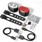 Lumiere velo ensemble, eclairage velo a led puissant kit, lampe velo ipx5 etanche feux de v�lo rechargeables ...