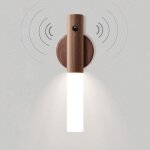 Luminaire applique murale bois batterie led veilleuse enfant sans fil d�tecteur de mouvement portable ...
