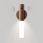 Luminaire applique murale bois batterie led veilleuse enfant sans fil d�tecteur de mouvement portable ...