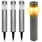 Luminaires de chemin solaire en acier inoxydable 42 x 8 cm - set de 4 / argent - lampe de jardin lumi�re ...