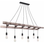 Luminaire  pendule suspendu rtro pour chambre d'amis, plafonnier  chelle en bois globo 15348 - 6