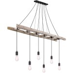 Luminaire à pendule suspendu rétro pour chambre d'amis, plafonnier à échelle en bois globo 15348 - 6 Luminaire à pendule suspendu rétro pour chambre d'amis, plafonnier à échelle en bois globo 15348 - 6