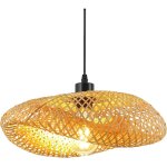 Luminaire plafonnier r�tro, chapeau bambou suspension rotin 40cm tissage plafonnier salle de bain e27 ...