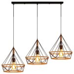 Luminaire suspension en forme diamant de style industrielle vintage, lustre abat - jour corde de chanvre ... Luminaire suspension en forme diamant de style industrielle vintage, lustre abat - jour corde de chanvre ...
