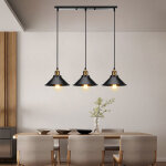 Luminaire suspension noir industrielle rtro vintage e27 22cm plafonnier lustre suspension 3 tte pour ...