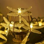 Lumineuse solaire 50 led libellule guinguette ext�rieur blanc chaud flash libellule lampe solaire d�coration ...
