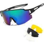 Lunettes de cyclisme pour hommes et femmes, avec 3 verres interchangeables, protection uv 400, lunettes ...