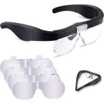 Lunette loupe avec 2 led, frontale grossissantes avec 4 lentilles amovibles (1. 5x - 5x)