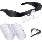 Lunette loupe avec 2 led, frontale grossissantes casque loupe mains libres avec 4 lentilles amovibles ...