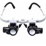 Lunette loupe - 2 lumi�res led - loupe binoculaire - lampe loupe grossissante pour horloger, lecture, ...