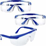 Lunettes de s�curit�, 3 pcs lunettes de protection anti - bu�e cadres bleus lunettes uv protection pour ...