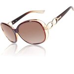 Lunettes de soleil polaris�es r�tro pour femme, grandes montures, protection uv400, marron clair