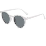 Lunettes de soleil rondes unisexes r�tro avec verres gris anti - uv, design tendance pour hommes et femmes, ...