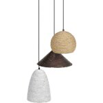 Beliani - lustre � 3 emplacements d'ampoule en paille et m�tal multicolore el�gant endrick