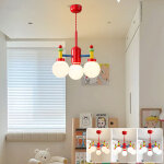 Lustre � 3 t�tes, suspension, plafonnier color�, suspension en m�tal avec abat - jour en verre, 3 temp�ratures ...