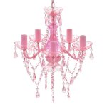Youthup - lustre avec 5 ampoules crystal rose - the living store - rose
