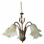 E - energy - lustre avec 5xe14, cadre marron et verre nuvolato