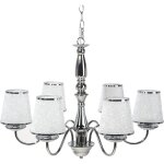 Lustre 6 bras en m�tal chrom� et abat - jours effet cristaux e14 40w �clairage de style pour salon au ...