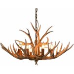 Lustre en bois de cerf, lustre de style vintage en faux bois de plafond, 6 support de lampe en spirale ...