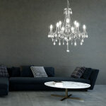 Lustre chrom design lustre lampe suspendue plafonnier rideau en cristal clair